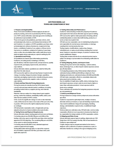 AIM Processing Terms and Conditions